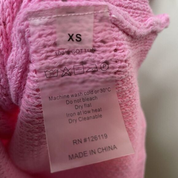 VICTOR GLEMAUD Knit Cutout Midi Dress Women XS Bubblegum Pink 100% Cotton - Picture 15 of 15